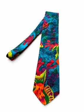 Vicky Davis Vintage Abstract Tropical Cotton Tie - Bold 80s/90s Print
